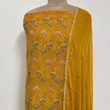 Mustard Georgette Suit Set with Zari Weaving