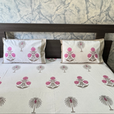 Elegant White- Pink Bedsheet Set- Super King size