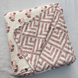 Reversible Cotton Double Bed Dohar- Pink Flowers