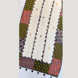 Ajrakh Flower Print 2Pc Cotton Suit with Mul Cotton Dupatta 1- Black
