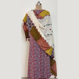 Ajrakh Flower Print 2Pc Cotton Suit with Mul Cotton Dupatta 1- Maroon