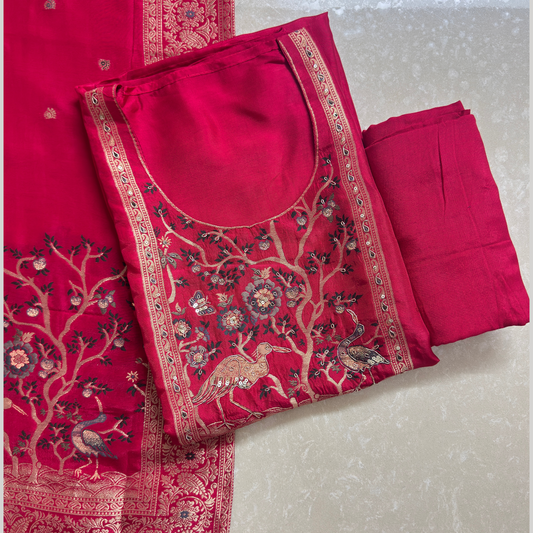 Hot Pink Heritage Weave Suit Set