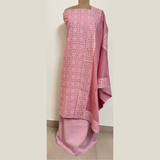 3 Pcs Cotton Applique Suit Set - Pinkish Peach