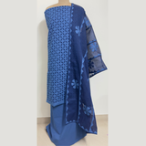 3 PCS Cotton Applique Suit Set — Indigo Blue