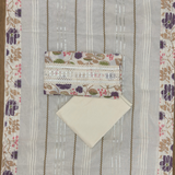 Floral Cotton Suit Set with Embellished Neckline & Organza Dupatta
