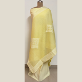 3 Pcs Cotton Applique Suit Set - Light Yellow
