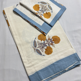Elegant White- Mustard Bedsheet Set- Super King size