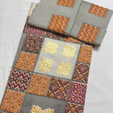 Bagru Gold Super King Size Bedsheet Multicolour (Orange)