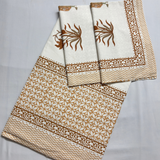 Elegant White-Brown Printed Bedsheet Set- King size White and Brown