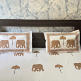 Elegant Ivory- Brown Bedsheet Set- Super King size
