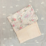 Peach Linen Jute Cotton Suit Set with Embroidered Dupatta