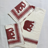 Elegant Ivory- Deep Red Bedsheet Set- Super King size