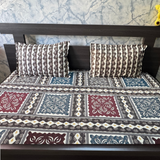 Bagru Gold Super King Size Bedsheet