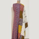 Ajrakh Flower Print 2Pc Cotton Suit with Mul Cotton Dupatta 1- Maroon