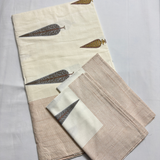 Elegant Off White- Blue Brown Bedsheet Set- Super King size