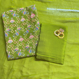 Green Georgette Suit Set with Zari Weaving