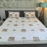 Elegant Ivory-Dark Brown Bedsheet Set- Super King size