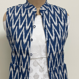 Reversible Jaipuri Cotton Quilted Jackets (Without Sleeves) Indigo and Ivory