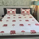 Elegant Ivory- Deep Red Bedsheet Set- Super King size