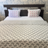 Reversible Cotton Double Bed Dohar- Grey Flowers