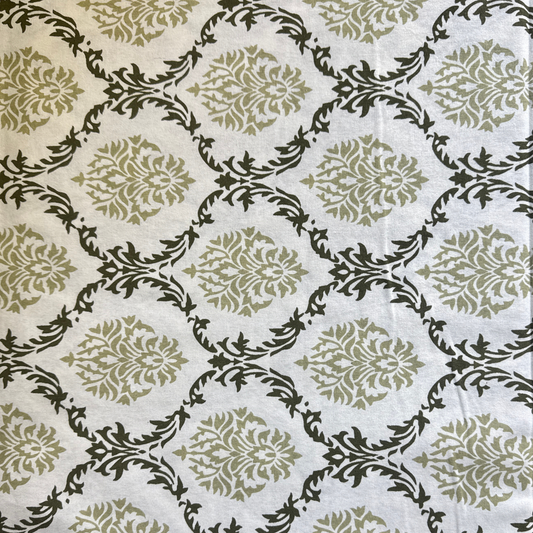 Elegant Light Green White Printed Bedsheet Set- King size White and Light Green