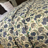 Reversible Cotton Double Bed Dohar- Blue Flowers