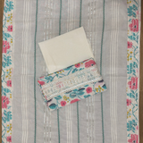 Floral Cotton Suit Set with Embellished Neckline & Organza Dupatta