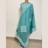3 pcs Cotton Applique Suit Set - Sea Green