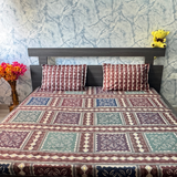 Bagru Gold Super King Size Bedsheet Multicolour