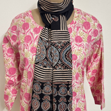 Modal Silk Printed Stole- Black