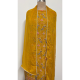 Mustard Georgette Suit Set with Zari Weaving