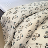 Reversible Cotton Double Bed Dohar- Grey Flowers