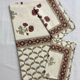 Elegant White- Deep Red Bedsheet Set- Super King size