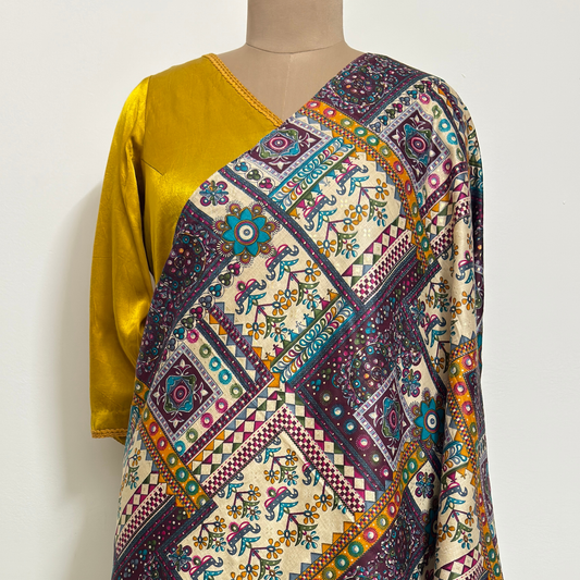 Patchwork Printed Dupatta with Tassels