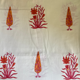 Elegant White-Orange Mustard Printed Bedsheet Set- King size White and Orange Mustard