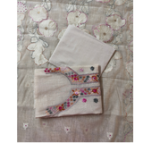 Beige Tussar Cotton Suit with Parsi Handwork