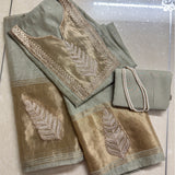 Elegant Green Gold Embroidered Suit Set