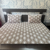 Premium Cotton Double Bed Bedsheet with 2 Pillow Covers: Leaf pattern print Beige