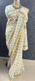 Sunshine Bloom Handblock Cotton Saree
