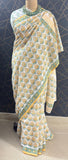 Sunshine Bloom Handblock Cotton Saree