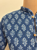 Reversible Jaipuri Cotton Quilted Jackets (Full Sleeves) Indigo and Light Blue