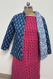 Reversible Jaipuri Cotton Quilted Jackets (Full Sleeves) Indigo and Light Blue