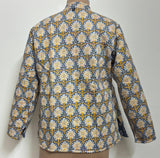 Reversible Jaipuri Cotton Quilted Jackets (Full Sleeves)—Muted Blue with Yellow