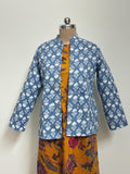 Reversible Jaipuri Cotton Quilted Jackets (Full Sleeves)—Muted Blue with Yellow