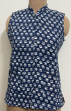 Reversible Jaipuri Cotton Quilted Jackets (Without Sleeves) Indigo and off white