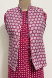 Reversible Jaipuri Cotton Quilted Jackets (Without Sleeves) Greyish Blue and Pink