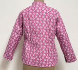 Reversible Jaipuri Cotton Quilted Jackets (Full Sleeves)- Pink with Off white