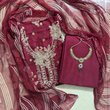 Mehroon Colour Embroidered Salwar Suit Set