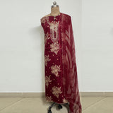 Mehroon Colour Embroidered Salwar Suit Set