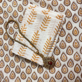 Mustard Handblock Print Cotton Saree